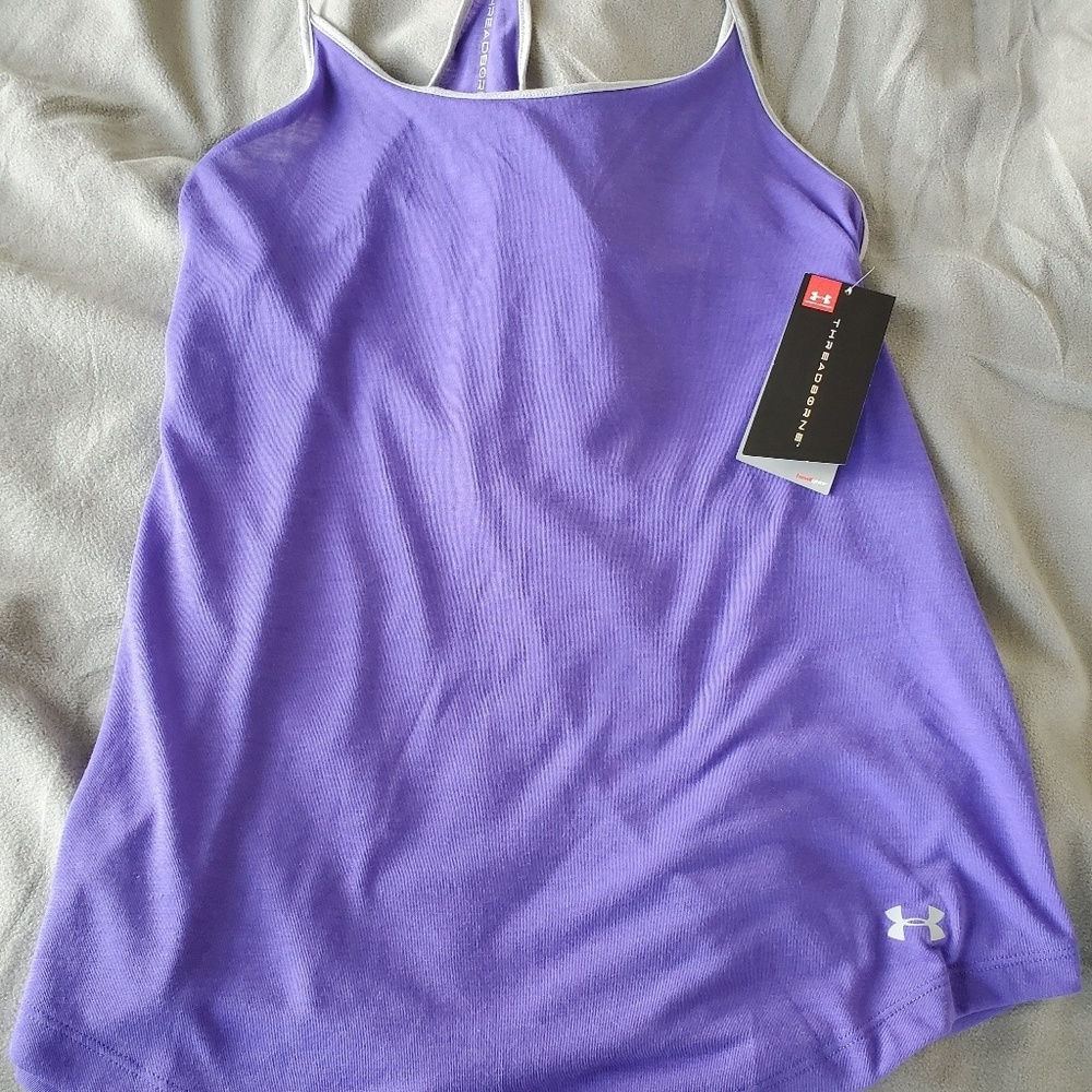 Purple Under Armour Threadborne Tank Top Heat Gear